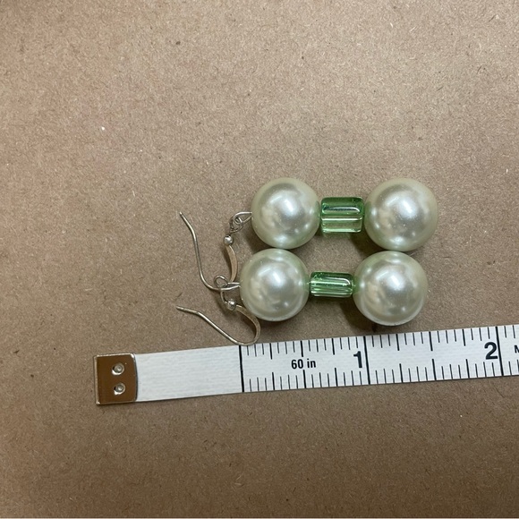 Green Glass Pearl Beaded Necklace Set, Green Jewelry, Prom Necklace Set. - Picture 7 of 16